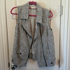 Black and white tweed vest
